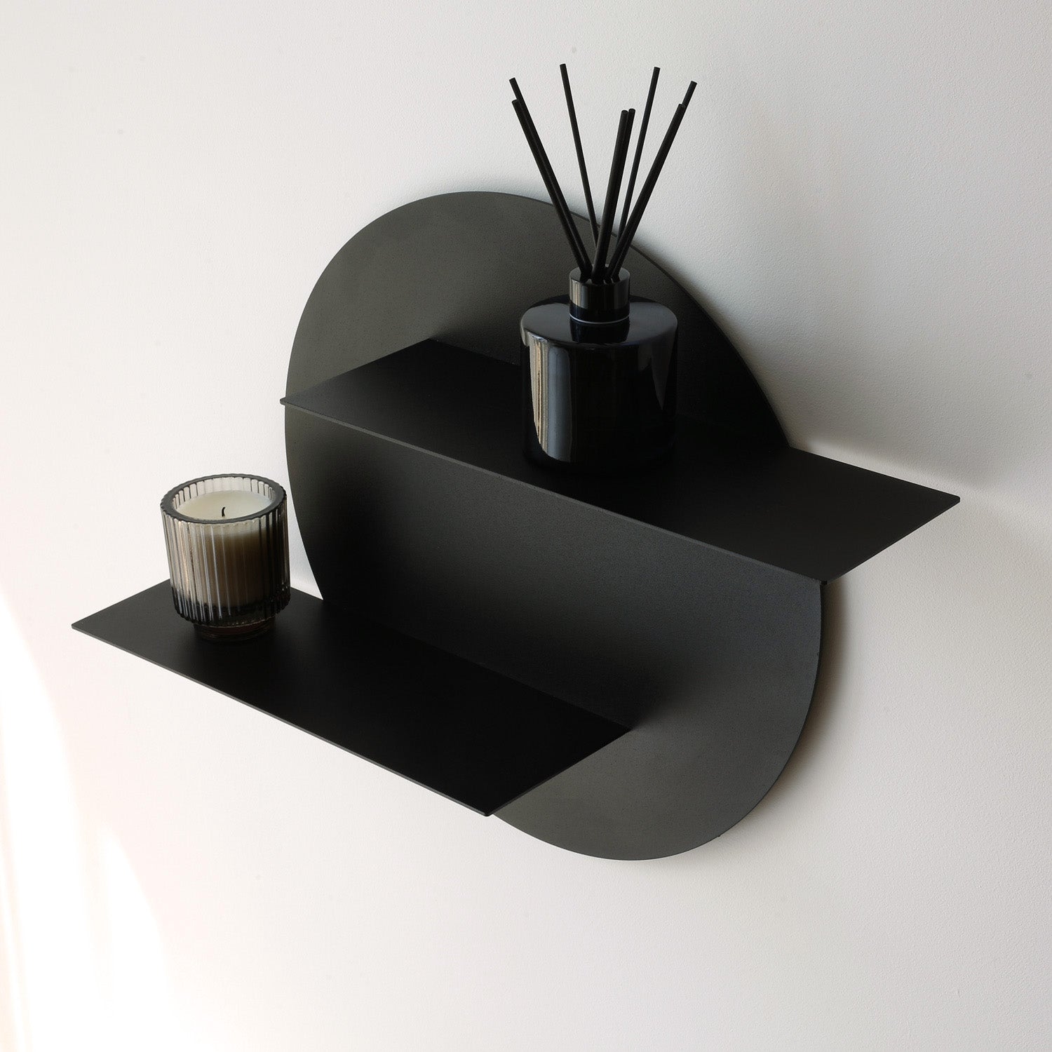 black round decorative wall shelf