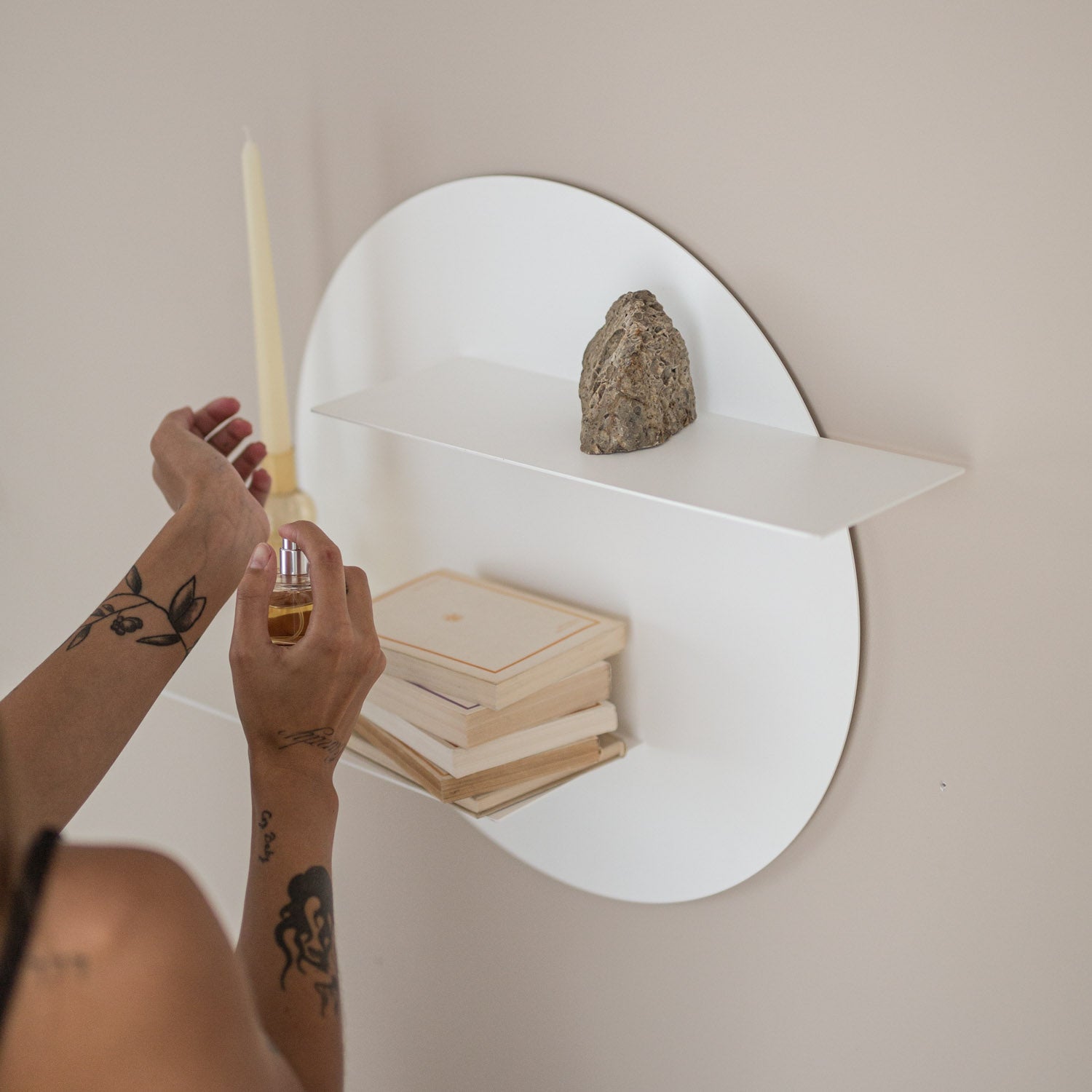 Circe Floating Round Wall Shelf No Visible Screws Hidden Mount Minimalist Design