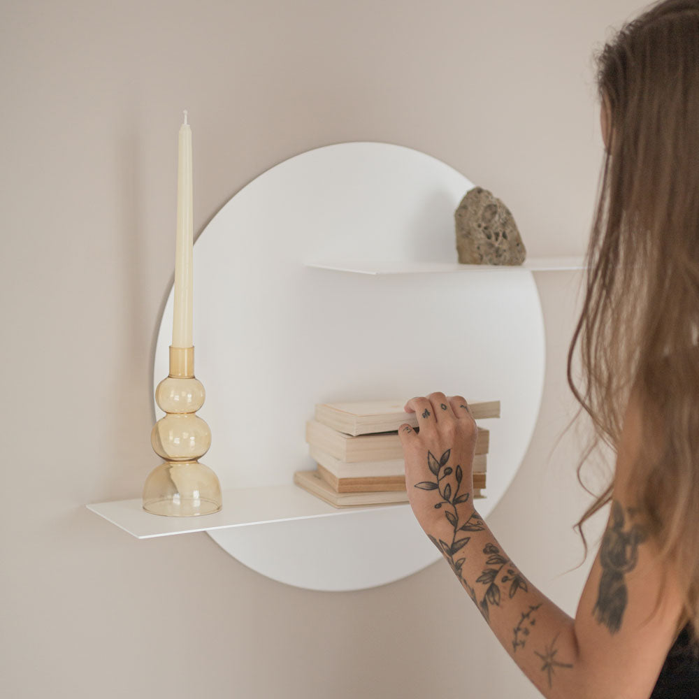 modern wall shelf with no visible screws in white color