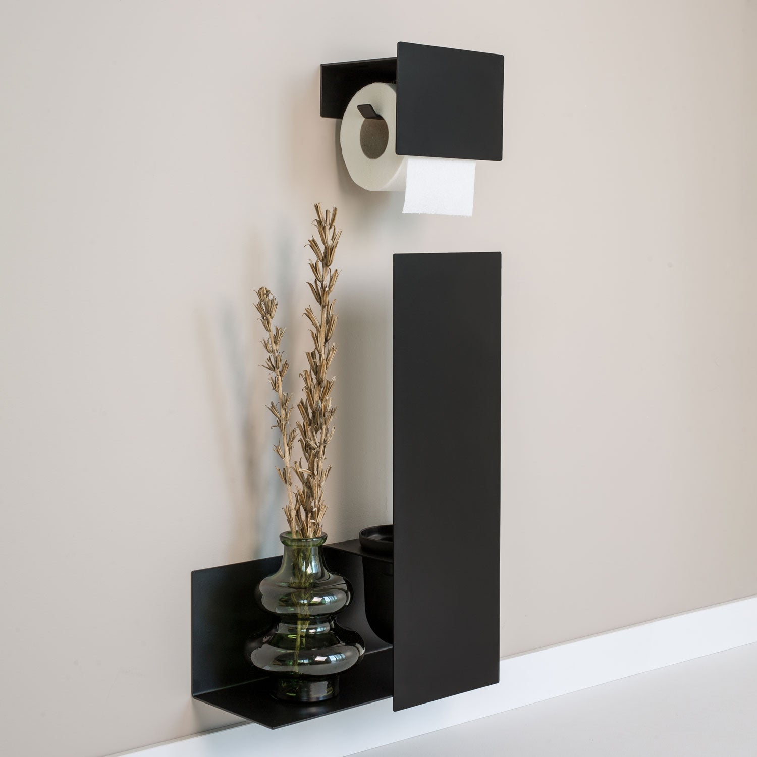 black wall mounted toilet brush holder drill free bathroom accessory
