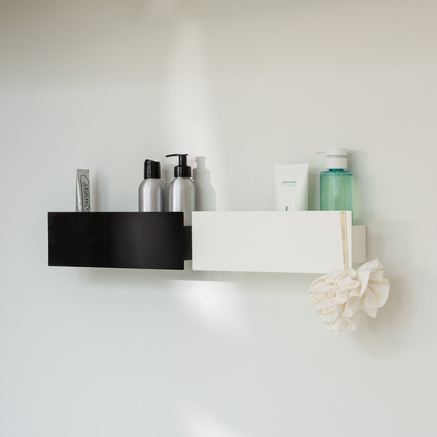Small rust-proof aluminum shower shelf Neptune for modern minimalist bathrooms