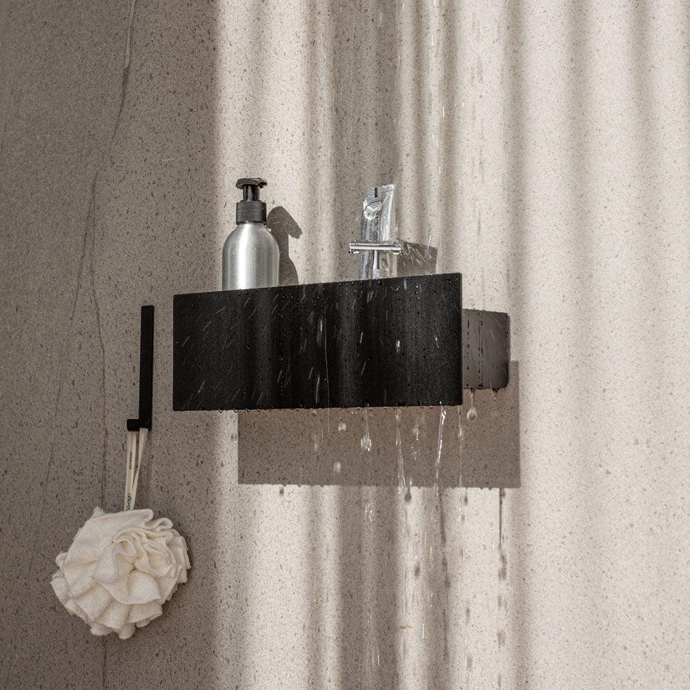 black shower shelf without drilling