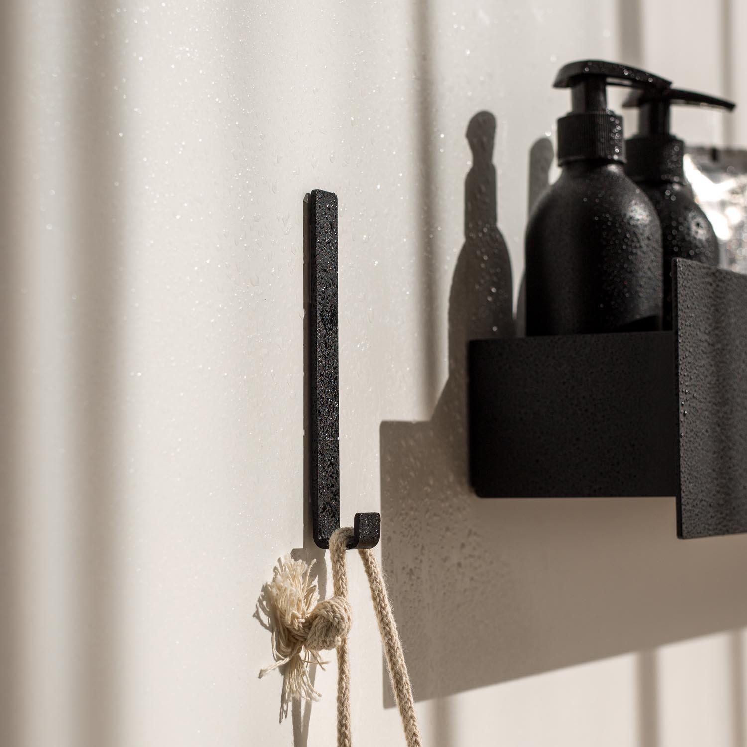 black shower hook no drilling