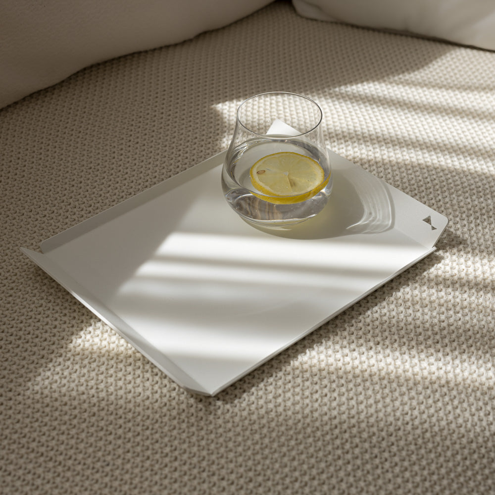 Hestia white metal aluminium serving tray