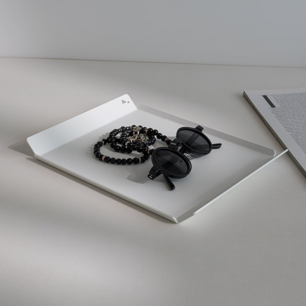 Hestia elegant white metal tray decorative home tray