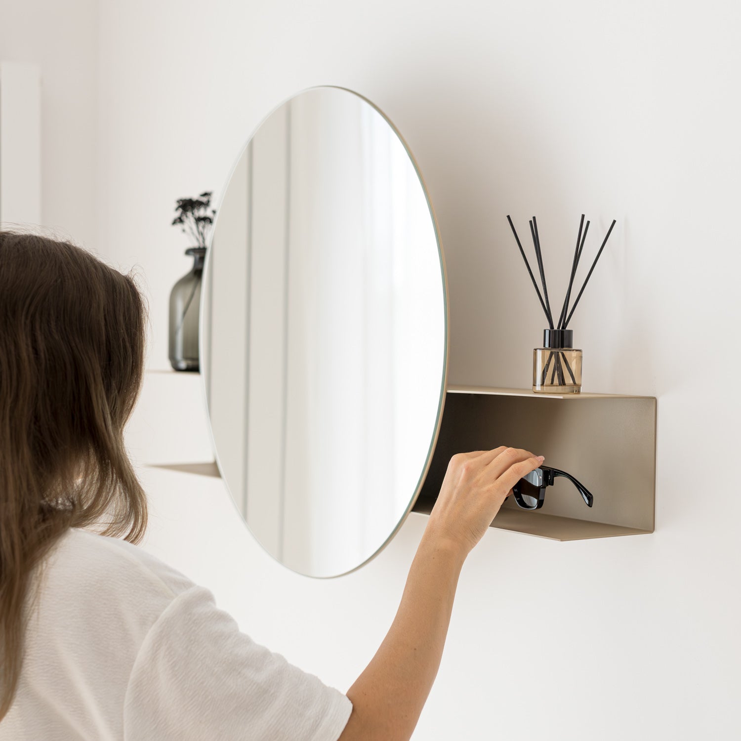 Nemesis - Round Wall Mirror with shelf
