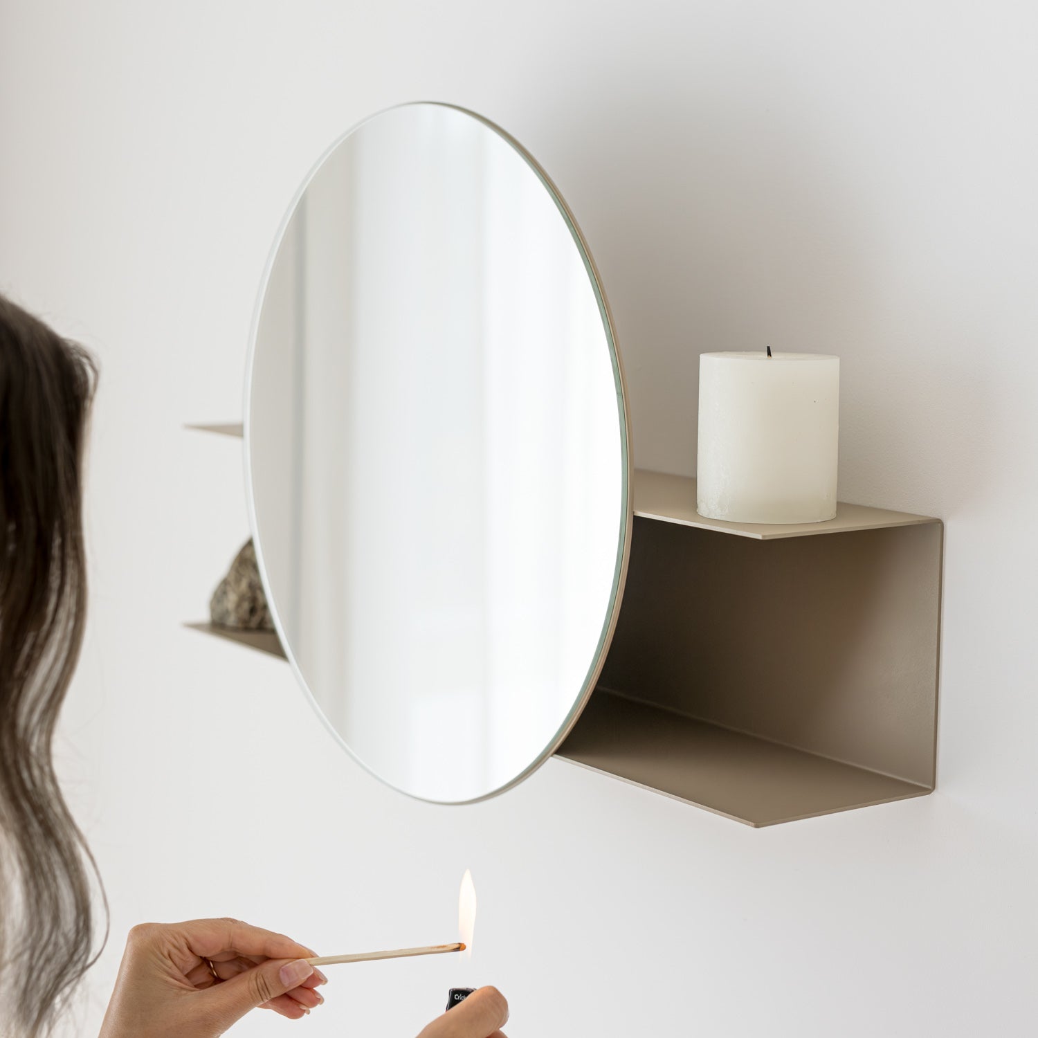 Nemesis - Round Wall Mirror with shelf