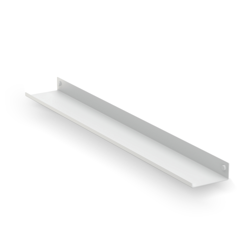 White narrow wall shelf on a white background