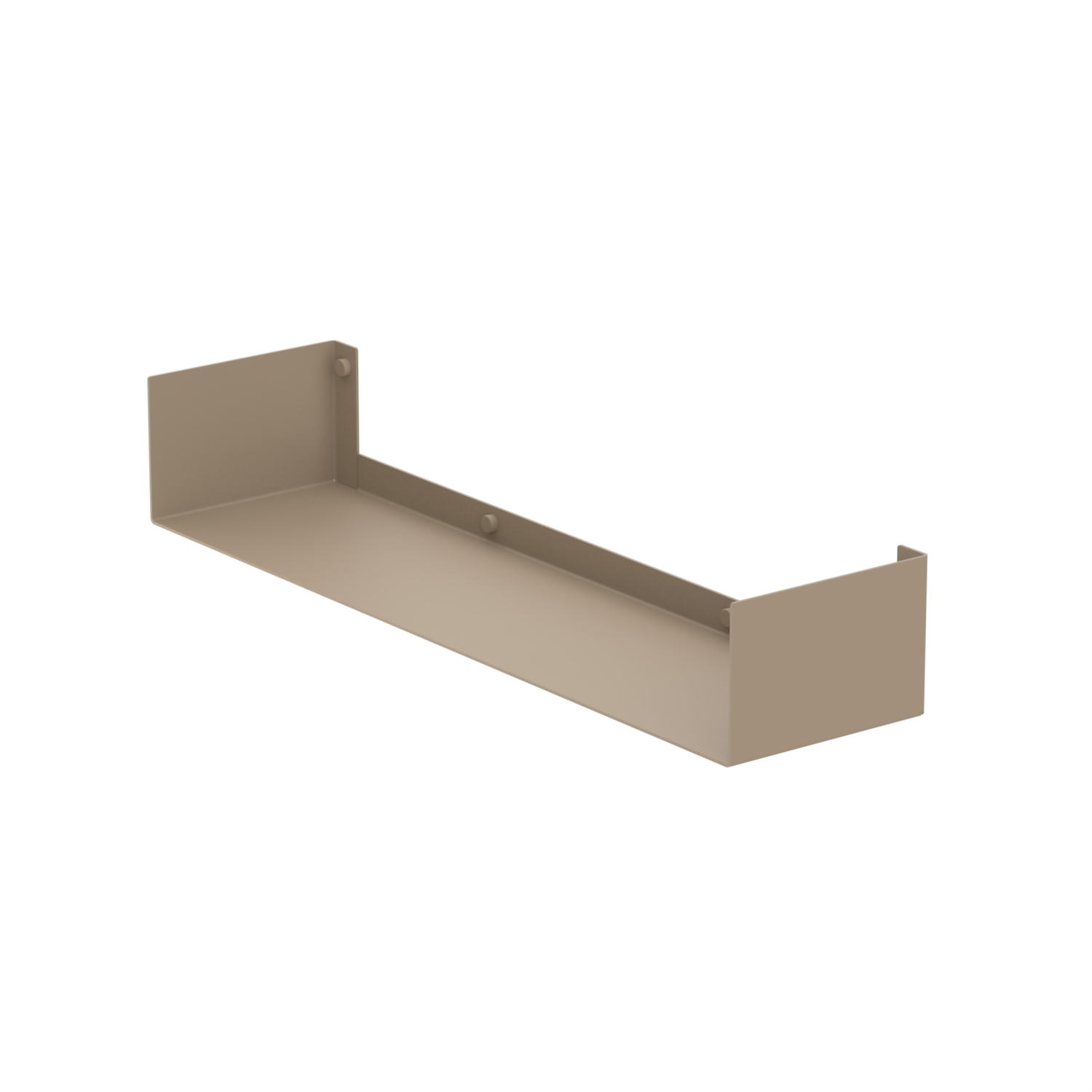 Beige grey metal shelf on a white background