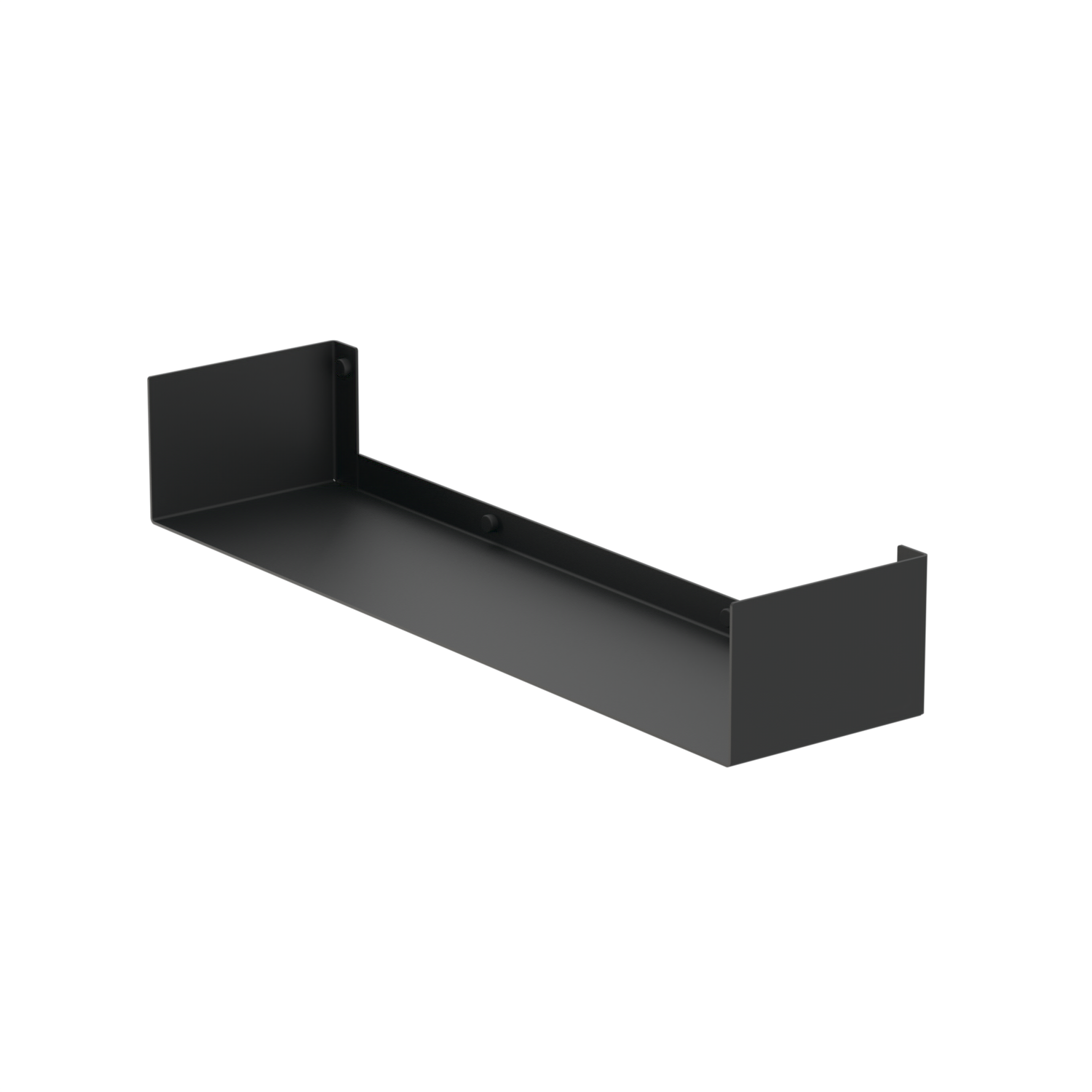 Black metal shelf on a white background