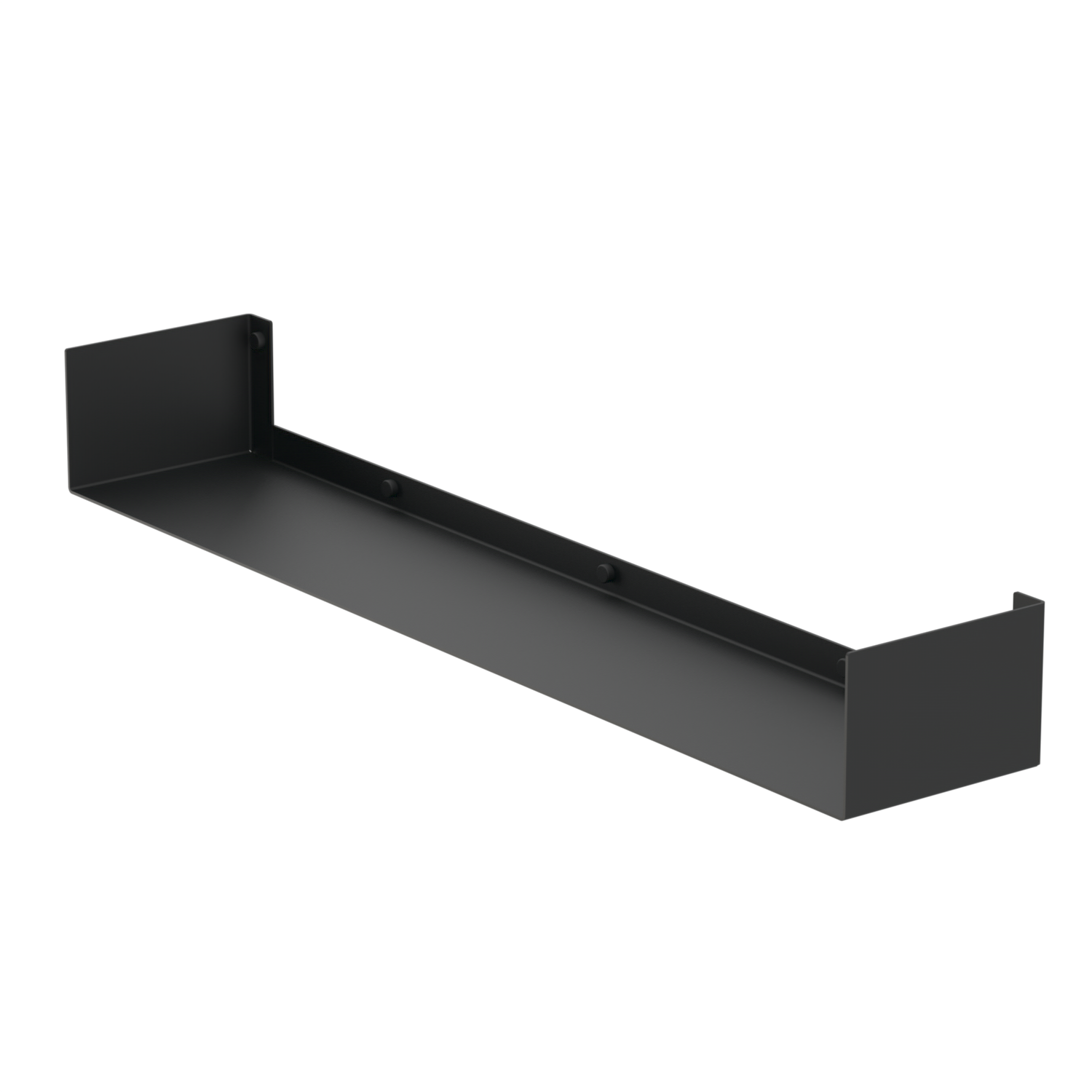 Black metal shelf on a white background