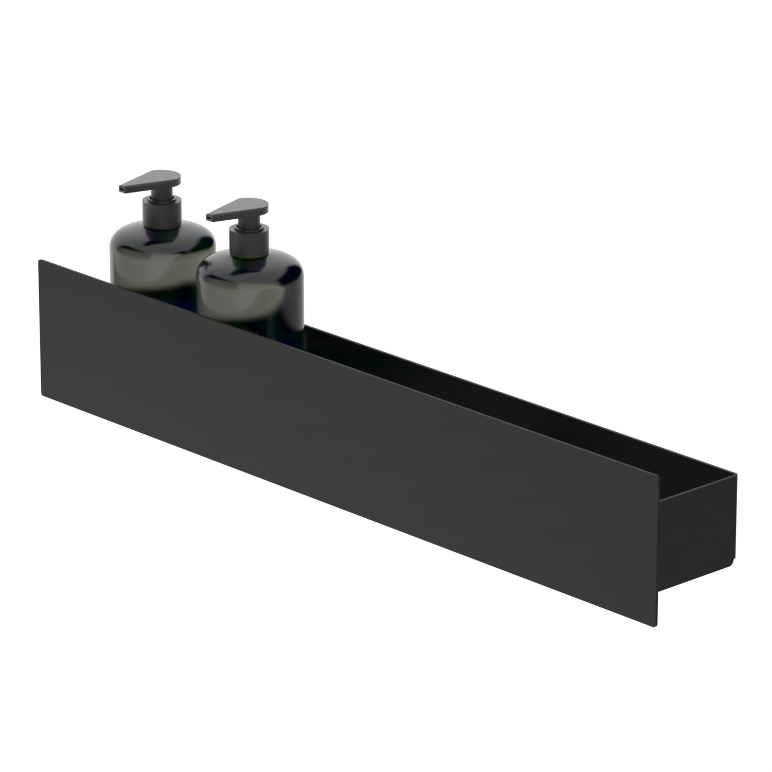 minimalist black aluminium shower shelf wall mounted no drilling