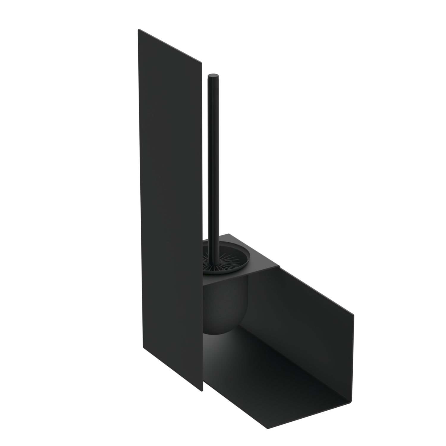 modern large toilet brush holder with shelf stainless steel black no drilling
