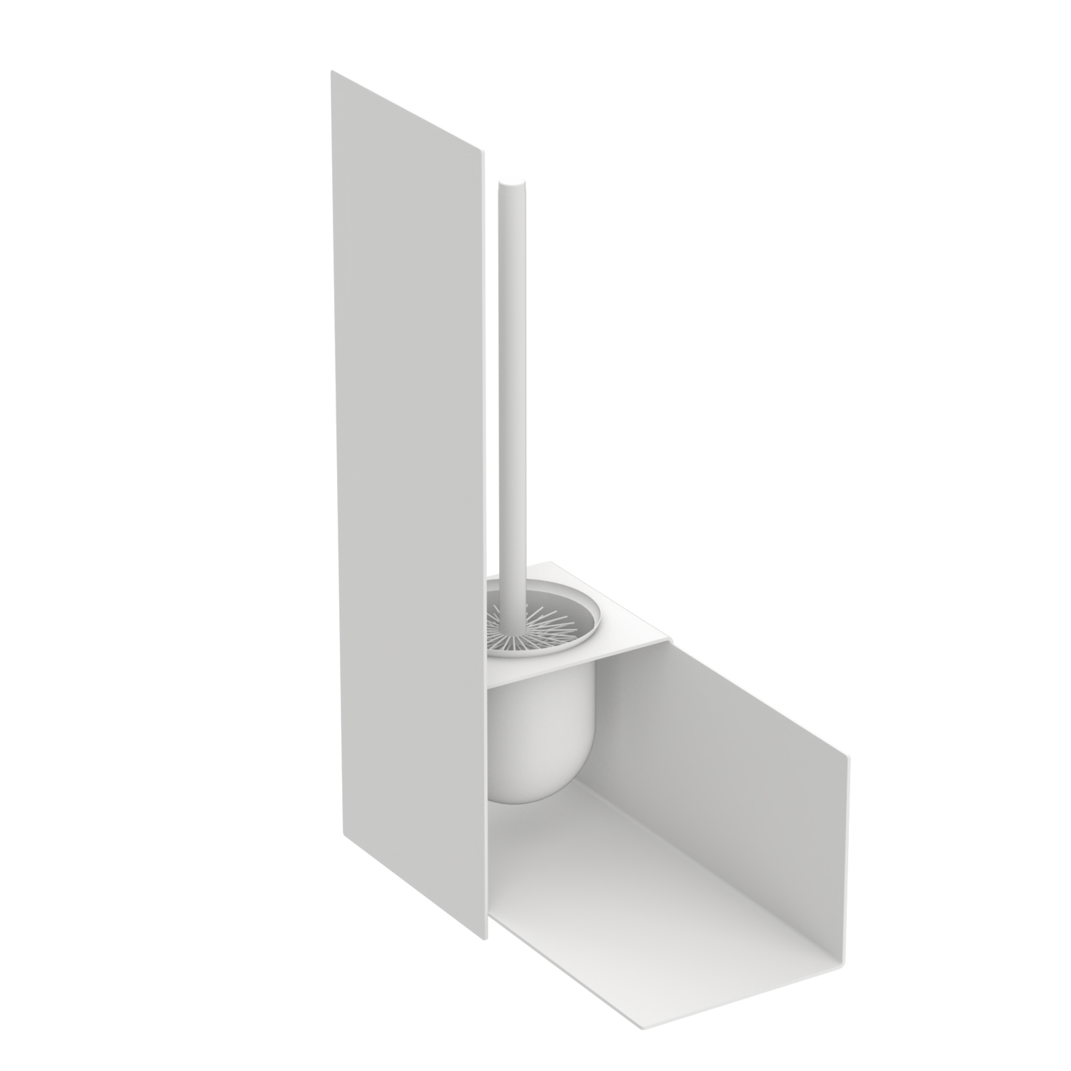 White toilet brush with holder on a white background
