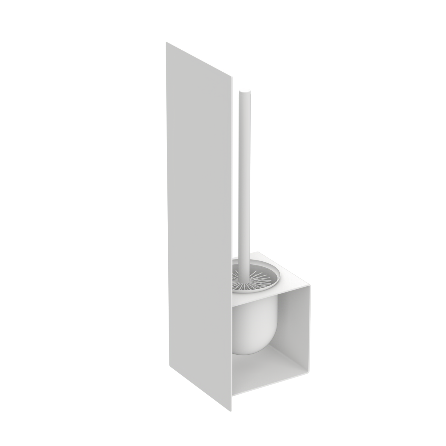 White toilet brush with holder on a white background