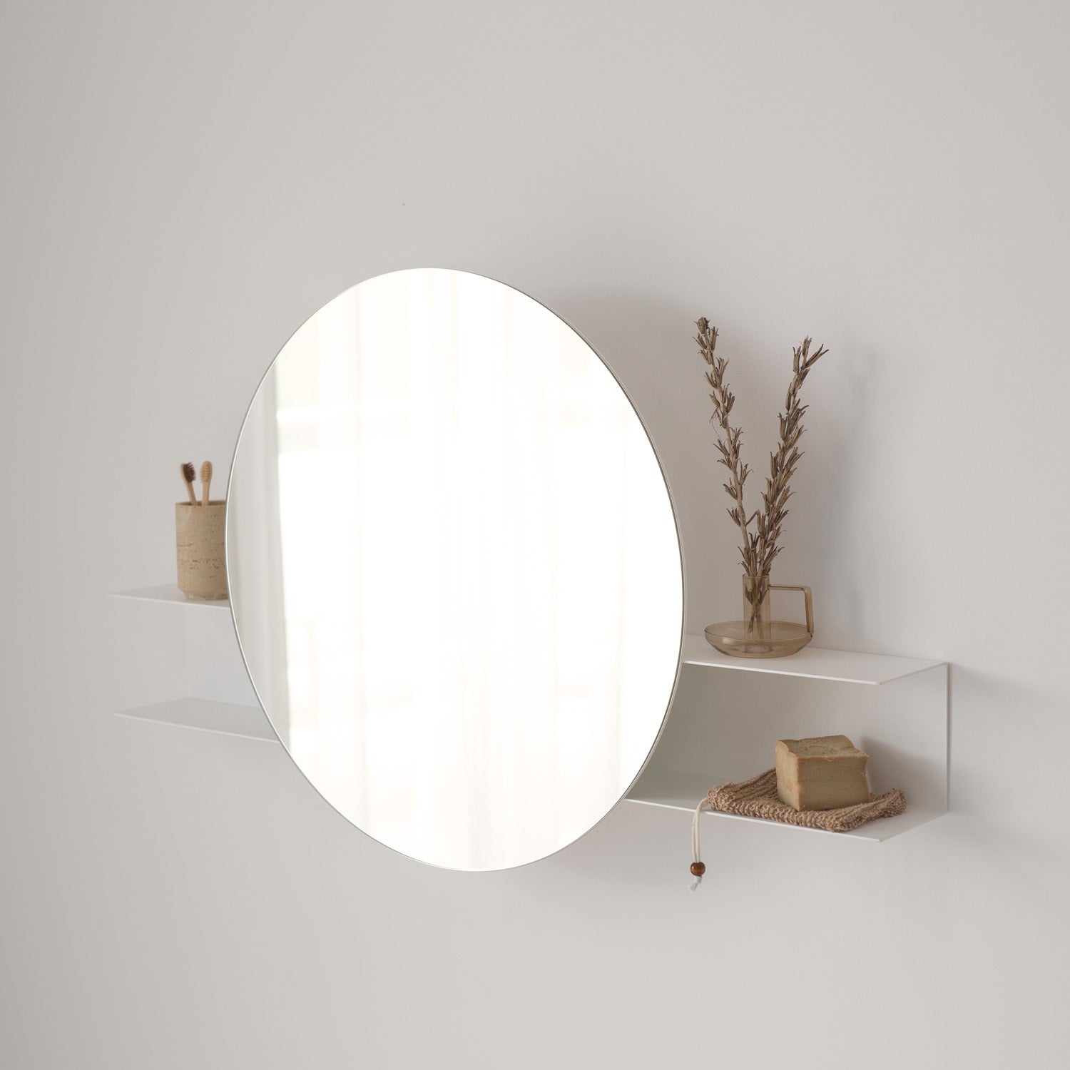 white modern wall mirror for bathroom