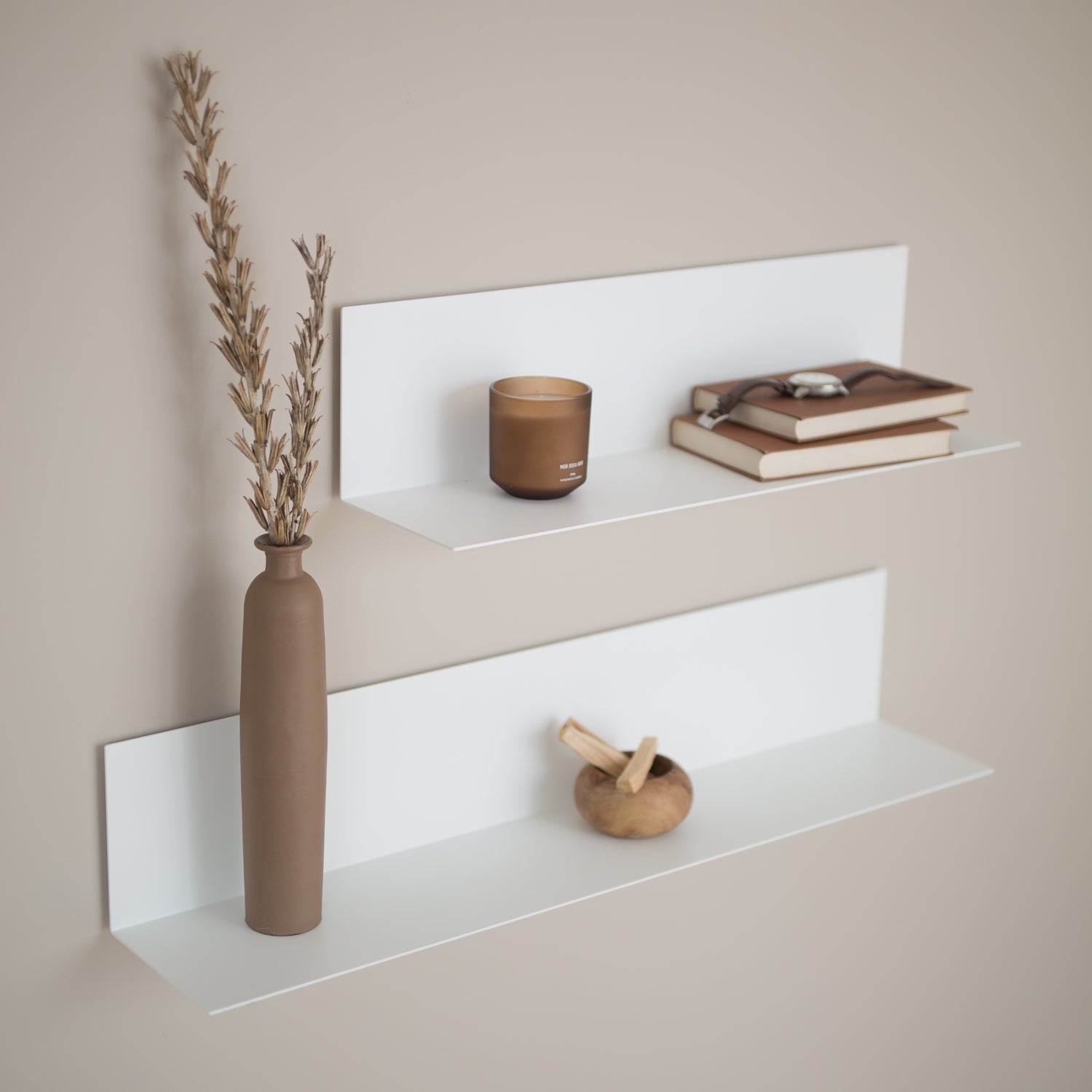 white minimalist modern wall shelf without visible screws
