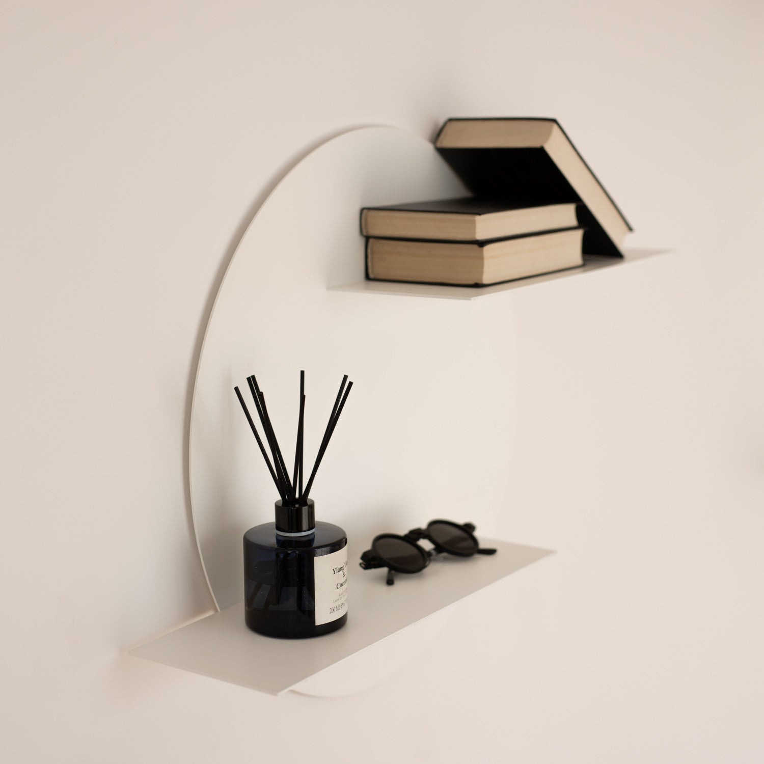 white round wall shelf with no visible screws wall decorative item