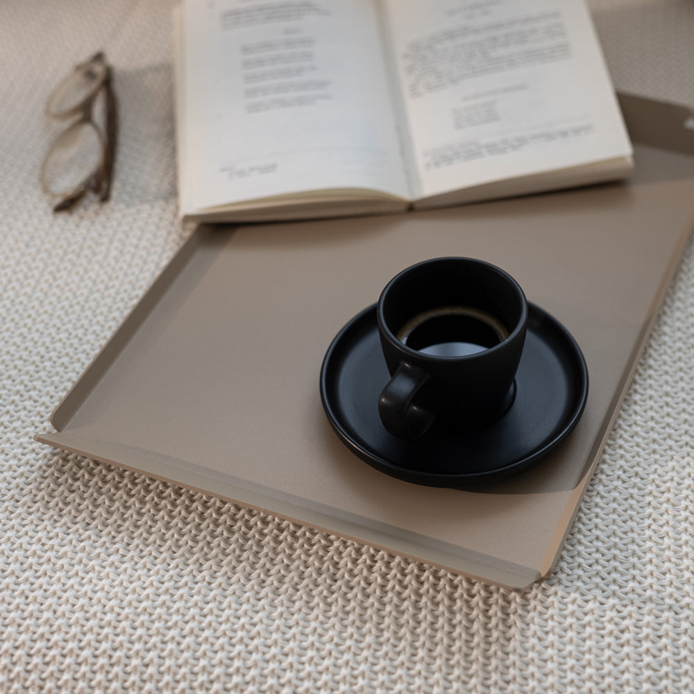 Hestia decorative tray in beige and white interior