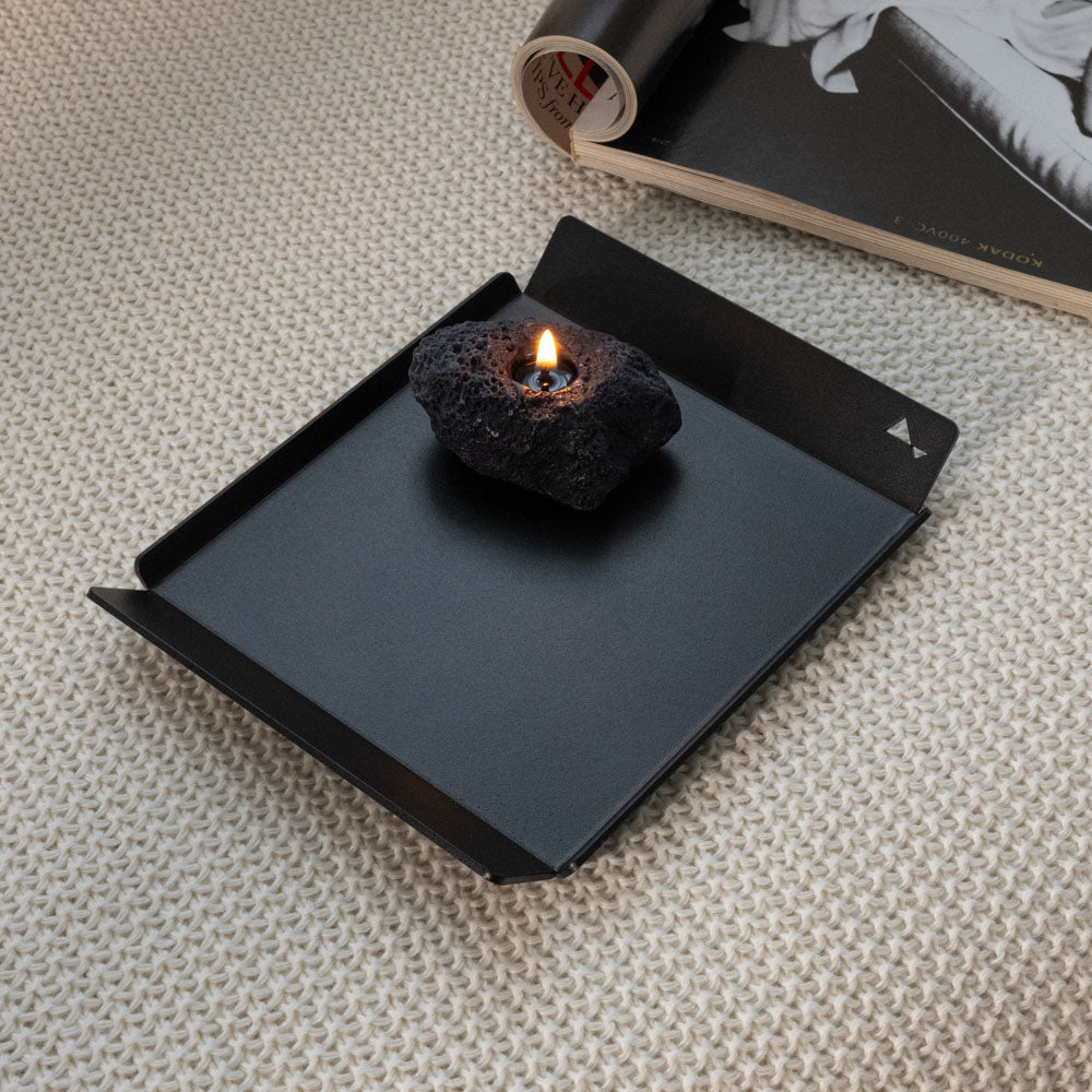 Hestia black rectangular decorative aluminium tray