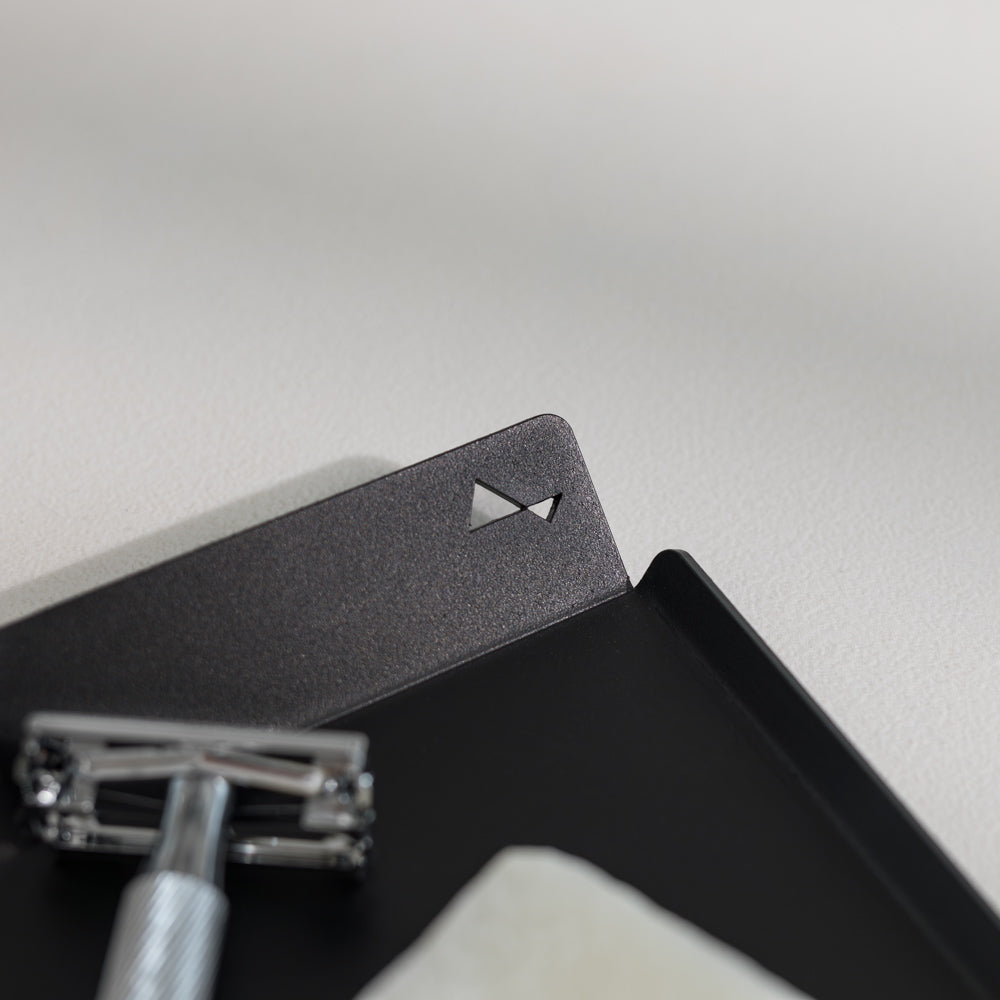 Hestia black rectangular metal tray close-up